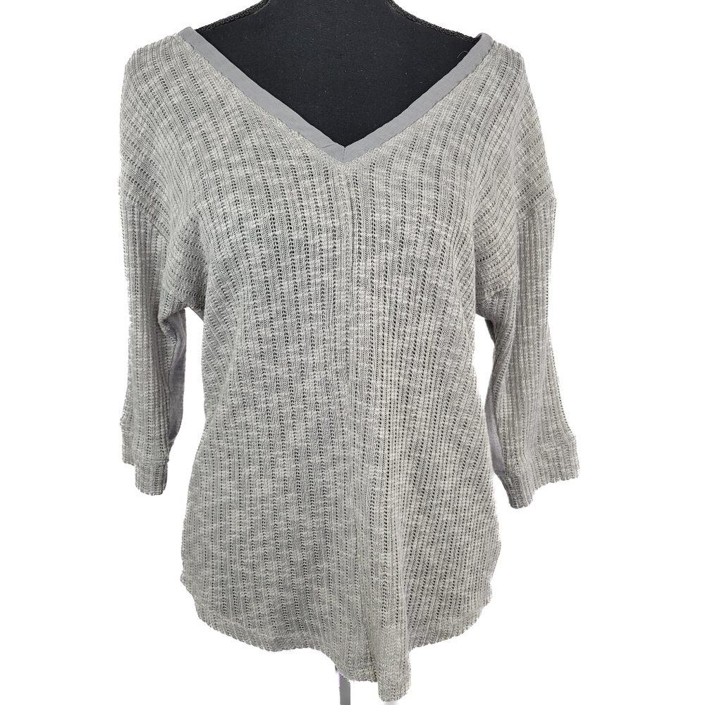 🔥 (5for$35) ANTHRO SKIES ARE BLUE Knit V Neck Half Sleeve Blouse